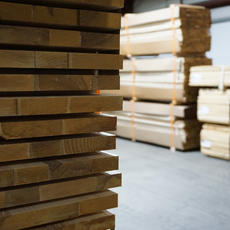 A stack of glued up lumber.