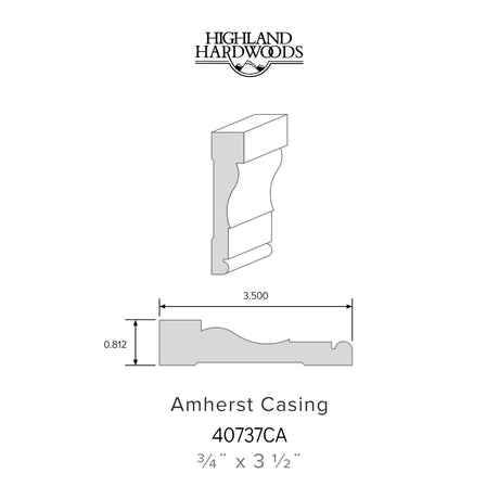 13/16" x 3-1/2" Amherst Primed Poplar Casing profile with factory-primed white finish for interior door and window trim applications.