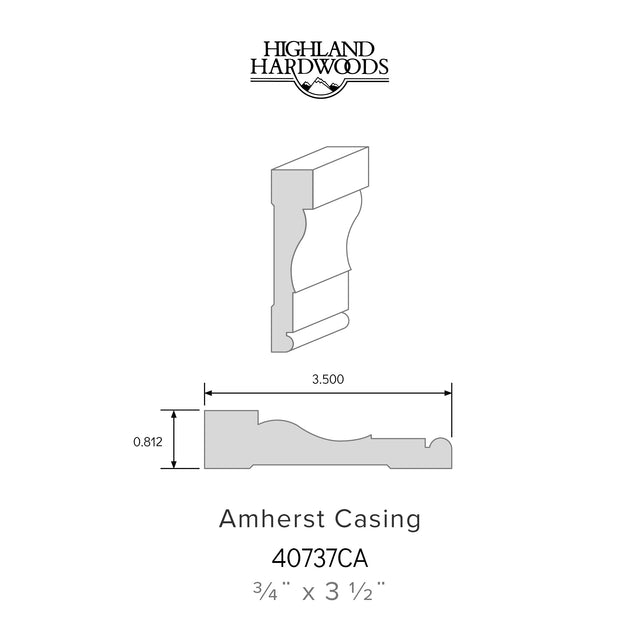 13/16" x 3-1/2" Amherst Primed Poplar Casing profile with factory-primed white finish for interior door and window trim applications.