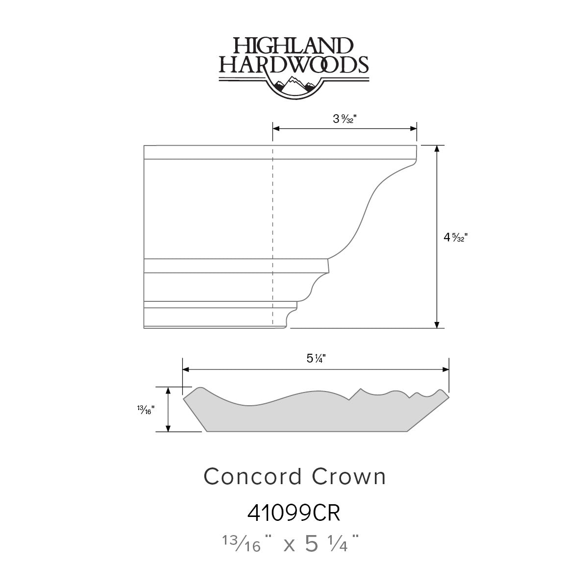 13/16" x 5 1/4" Concord Crown Moulding - Primed Poplar