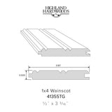 1" x 4" Primed Poplar Wainscoting profile with factory-primed white finish for interior wall paneling and decorative trim applications.