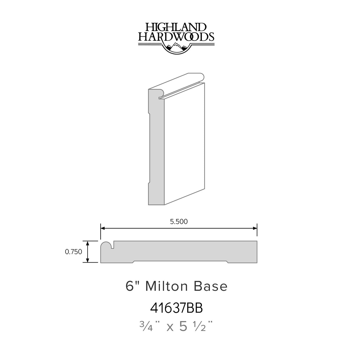 3/4" x 5-1/2" Milton Primed Poplar Base Moulding features a clean profile and smooth paint-ready finish for versatile interior trim applications.