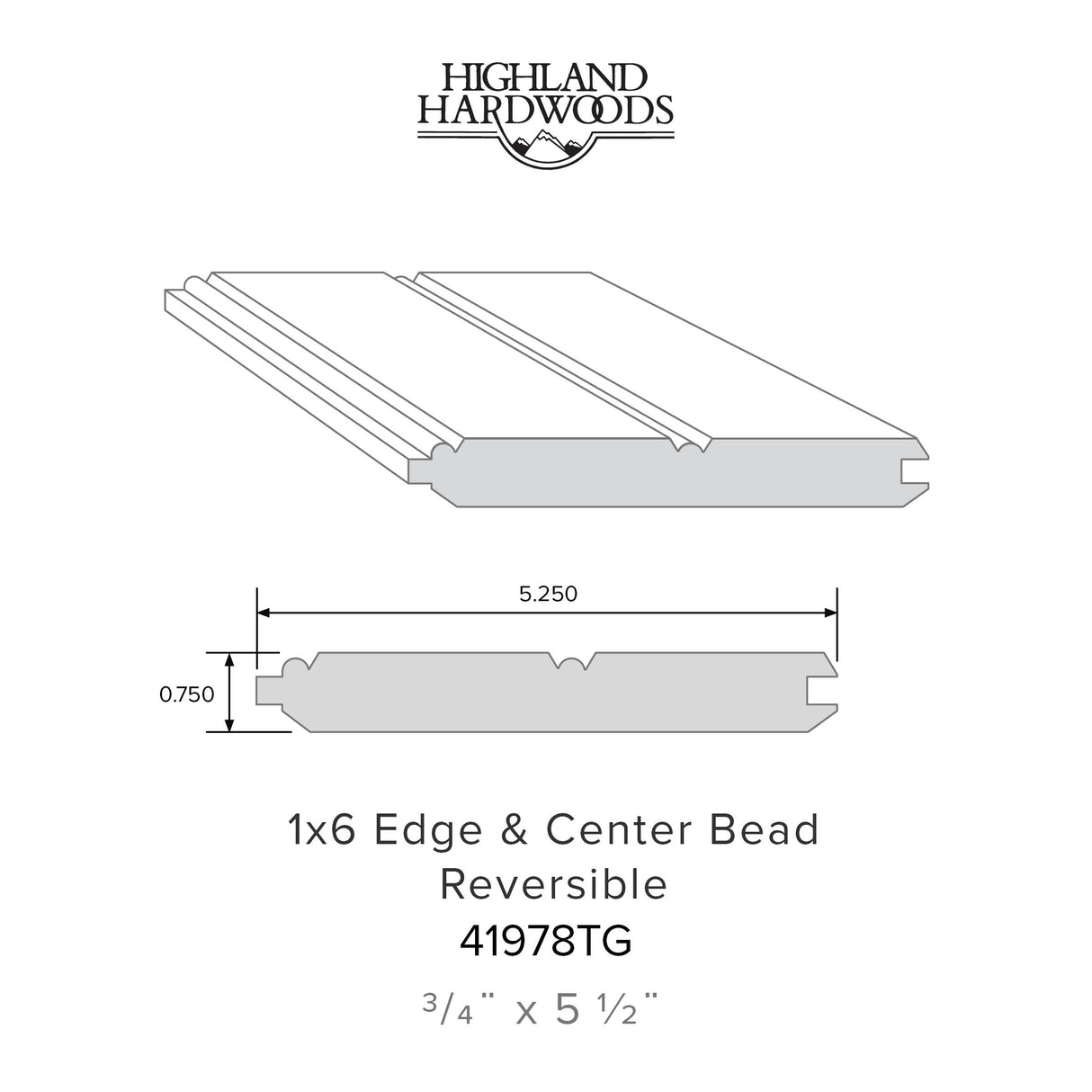 3/4" x 5-1/2" Primed Poplar reversible edge bead and center bead tongue and groove profile with factory-primed white finish for interior wall and ceiling applications.