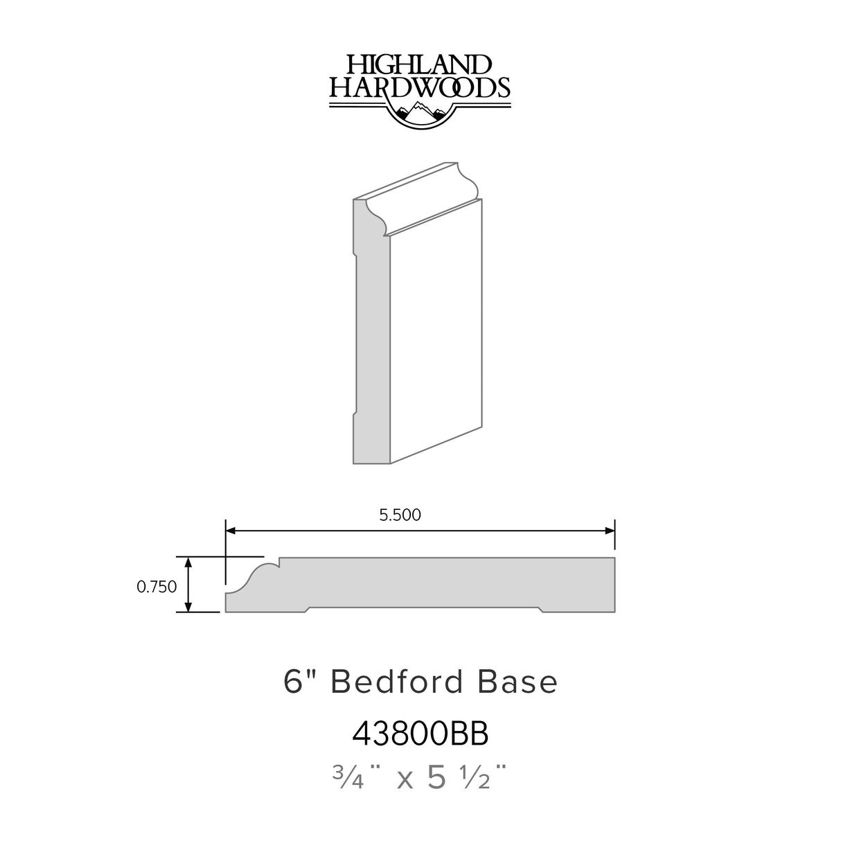 3/4" x 5-1/2" Bedford Base - Primed Poplar