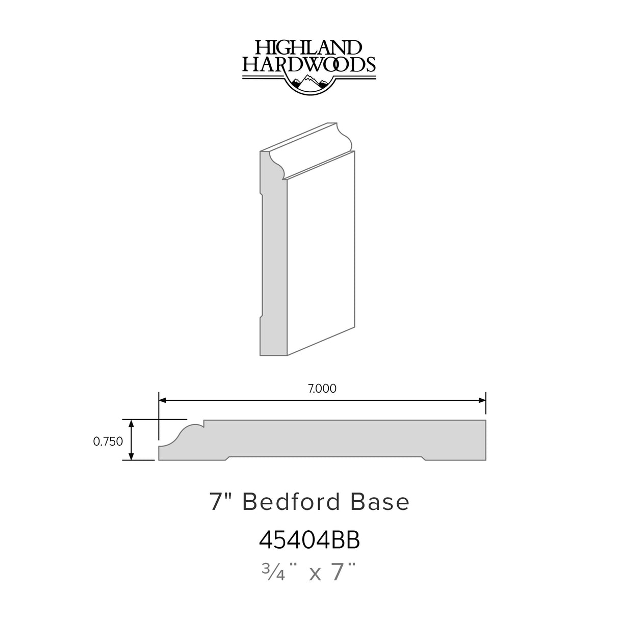 3/4" x 7" Bedford Base - Primed Poplar