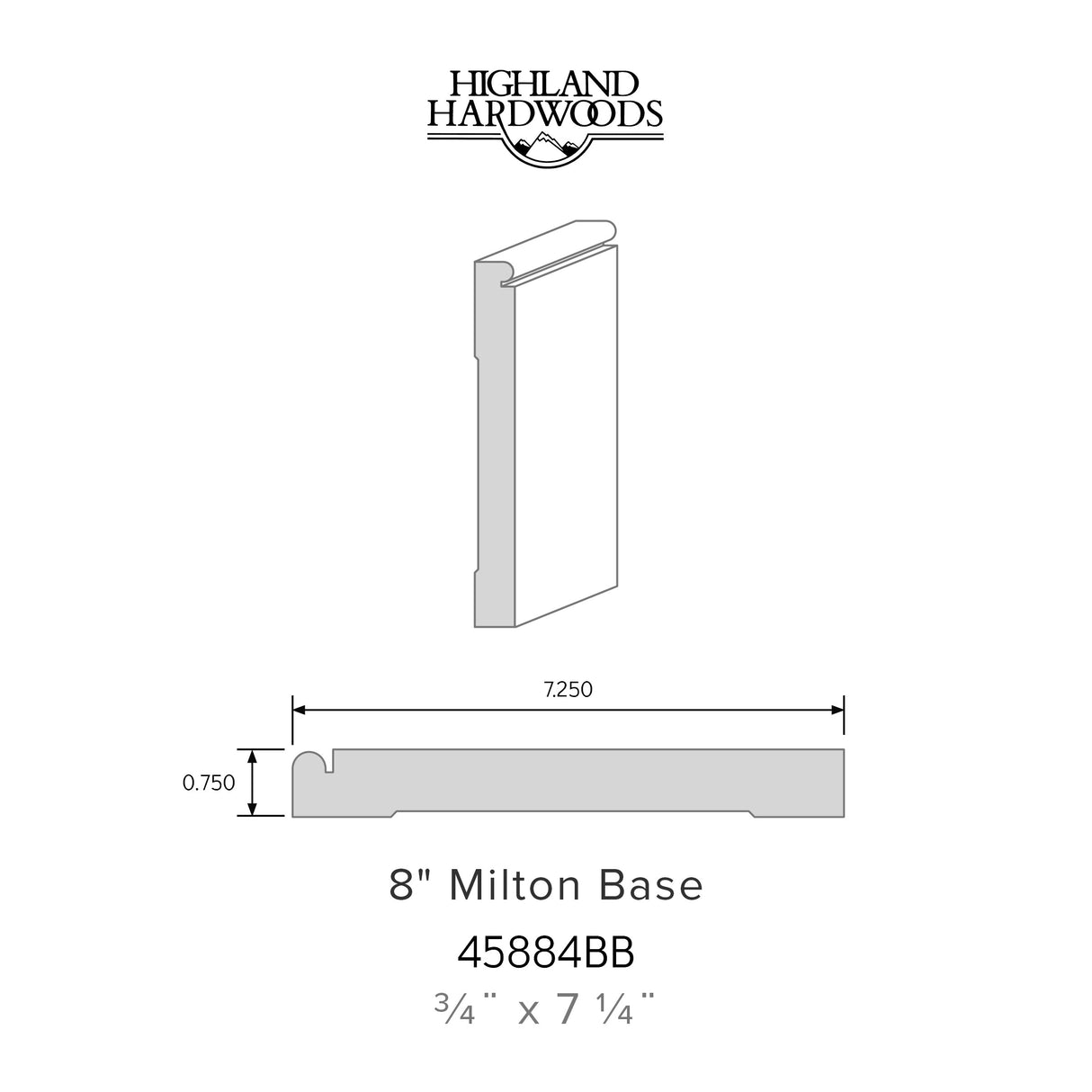 3/4" x 7-1/4" Milton Base - Primed Poplar