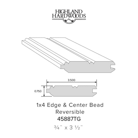 3/4" x 3-1/2" Primed Poplar reversible edge bead and center bead tongue and groove profile with factory-primed white finish for interior wall and ceiling applications.