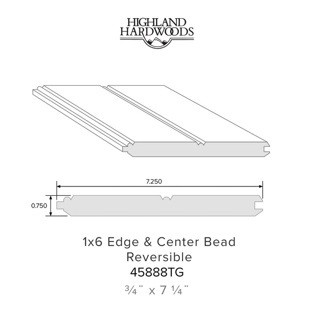 3/4" x 7-1/4" Primed Poplar reversible edge bead and center bead tongue and groove profile with factory-primed white finish for interior wall and ceiling applications.