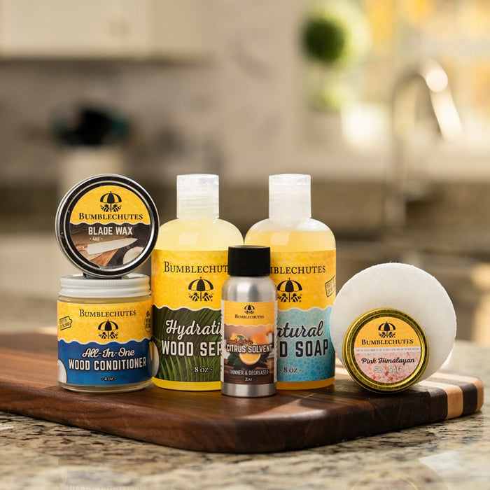 Assortment of Bumblechutes kitchen finishes.
