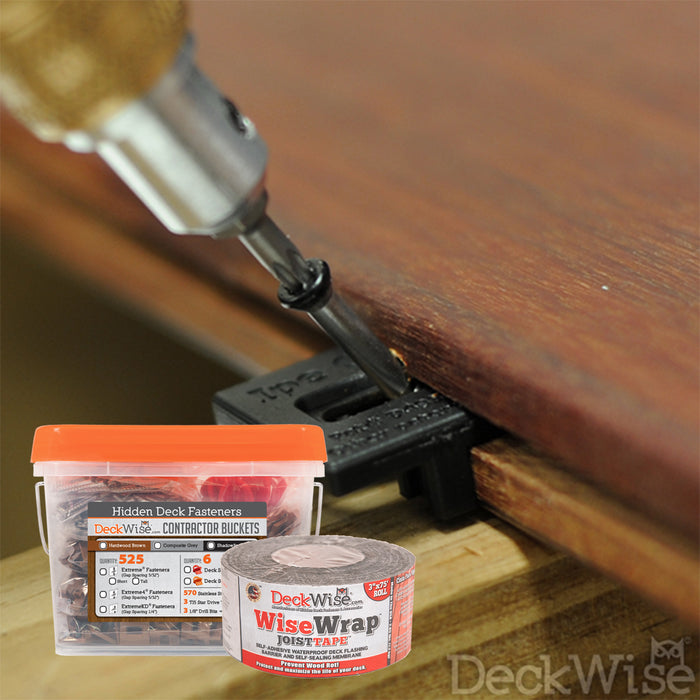 Deckwise Hidden Deck Fasteners and DeckWise Joist Tape.