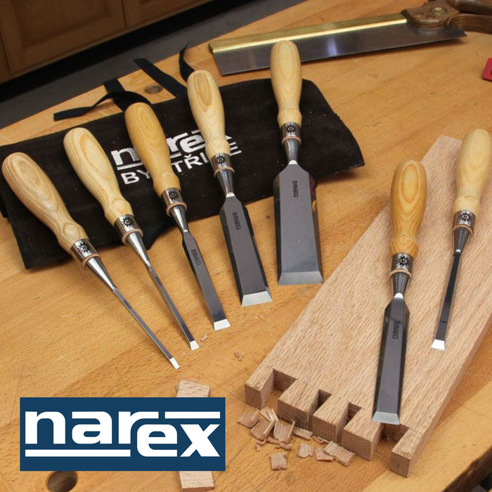 An assortment of Narex chisels.