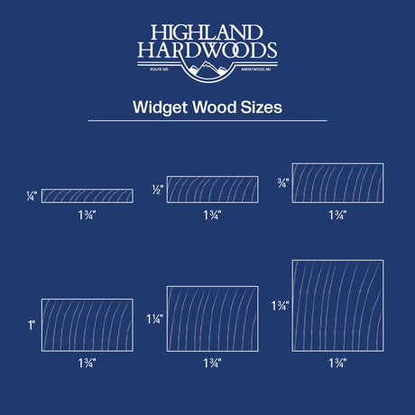 Highland Hardwoods Widget Wood sizes